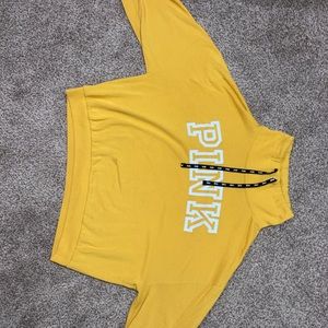 Pink brand yellow hoodless jacket very stretchy